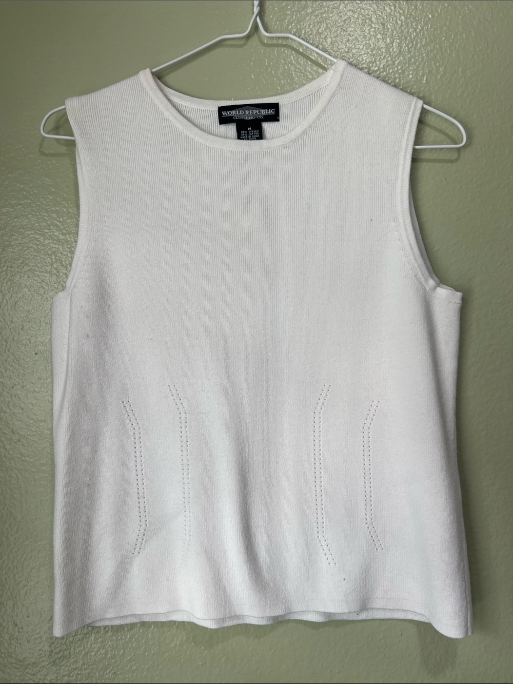 White Sleeveless Knit Tank